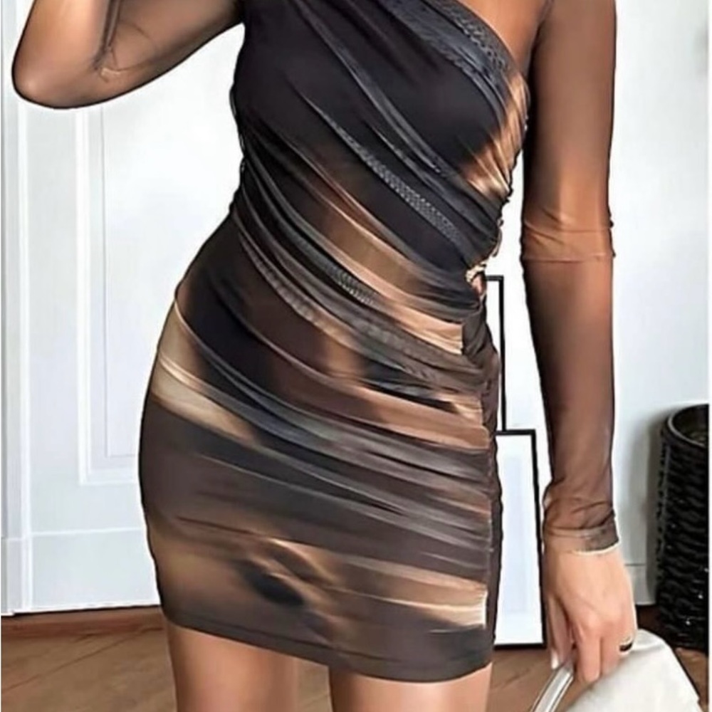 Zara brown long sleeve mini dress.